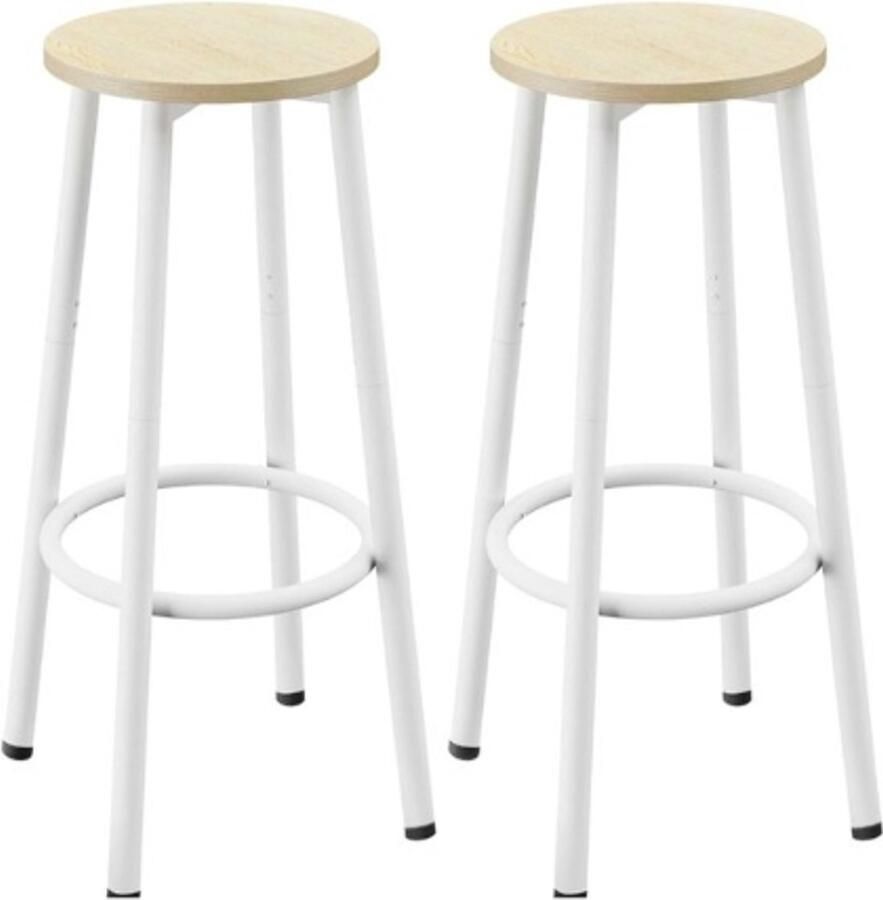 Retadou Barkruk 2-delige set keukenkruk met voetensteun ontbijtbarkruk ronde barstoelen 64 cm hoog kruk voor eetkamer keuken bar feest 30 x 30 x 64 cm natuurlijke kleur