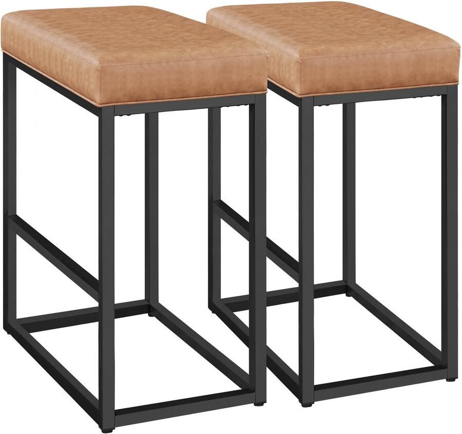 Barkruk 2 stuks barstoelen met voetensteun barkruk toonhoogte rugvrije kruk tot 136 kg belastbaar voor eetkamer café bar salon keuken zithoogte 76 5 cm bruin