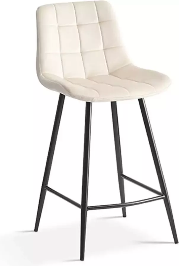 Barkruk Alice Beige Fluweel Set van 2 Geschikt voor kookeiland Met rugleuning Zithoogte 65 cm Zitdiepte 36 cm