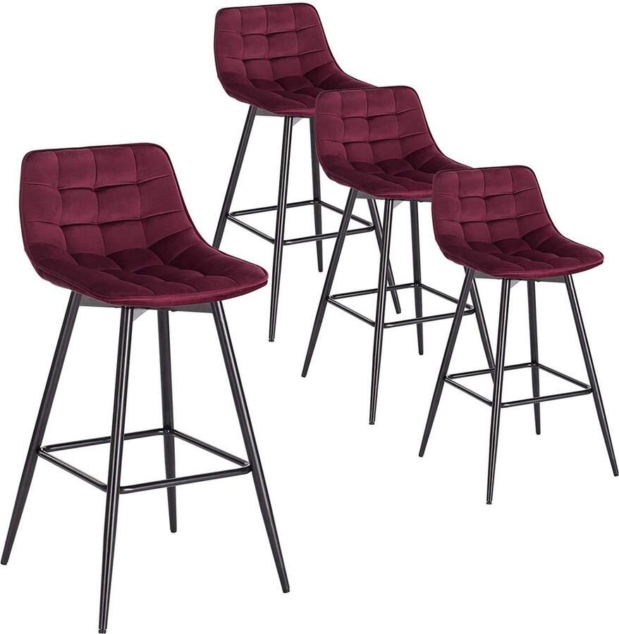 Rootz Living Rootz Barkruk Counter Stool Designer Kruk Fluweel en Metaal Comfortabel & Ergonomisch Duurzaam & Stabiel Veelzijdig & Stijlvol 43cm x 35 5cm x 64cm