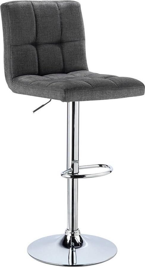 Bolt Edge Barkruk Donkergrijs Linnen Verstelbaar Rugleuning Set van 1