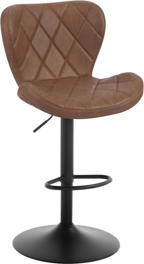 Rootz Living Rootz Barkruk Draaibare Tegenstoel Vintage Kunstleer Verstelbare Hoogte Metalen Voetsteun 47 x (89-109 5) x 54 cm