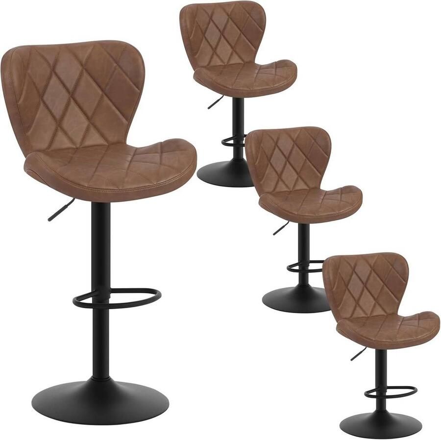 Rootz Living Rootz Barkruk Draaistoel Ontbijtkruk Vintage kunstleer 47 cm x (89-109 5 cm) x 54 cm