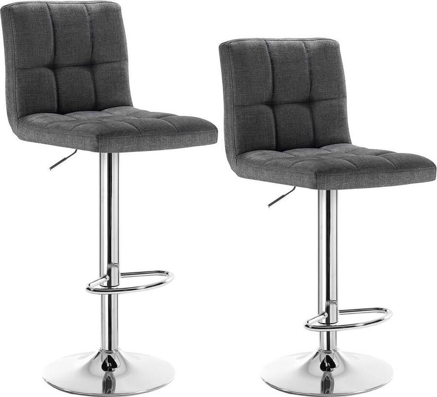 Rootz Living Rootz Barkruk Draaistoel Verstelbare hoogte Comfortabele linnen zitting Duurzaam en ergonomisch Antislipbasis 44 cm x 38 cm x 92-114 cm