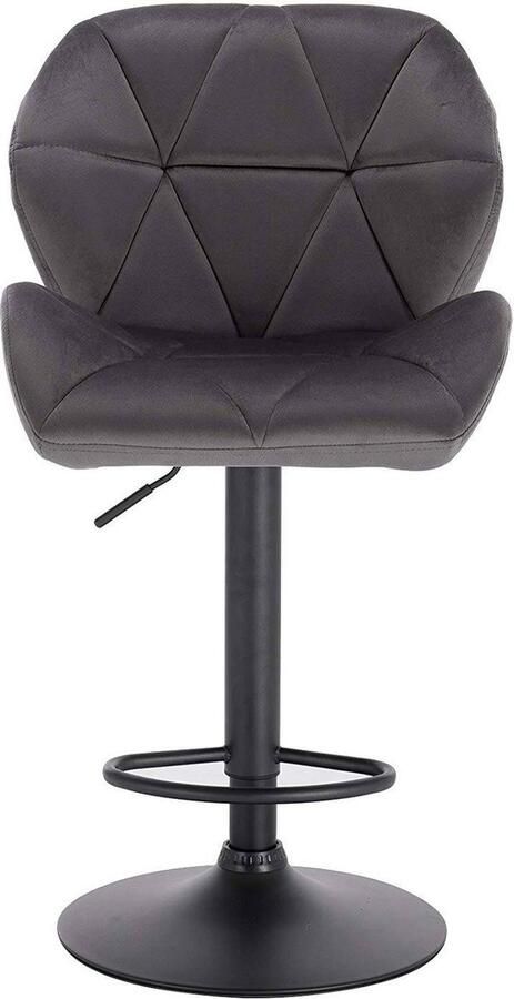 Bolt Edge Barkruk Grijs Velvet Ergonomisch met rugleuning Verstelbare zithoogte 60-82cm Set van 1