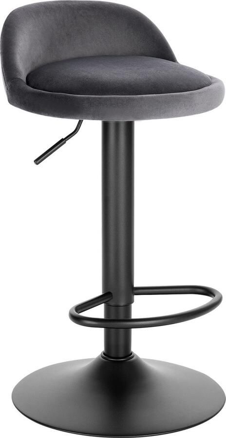 Bolt Edge Barkruk Grijs Velvet Ergonomisch Verstelbaar Industrial stijl Set van 1