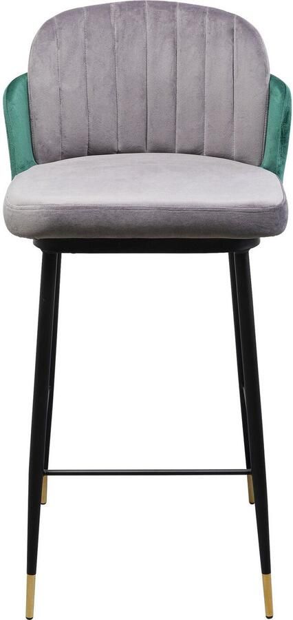 Kare Design Barkruk Hojas fluweel grijs en groen