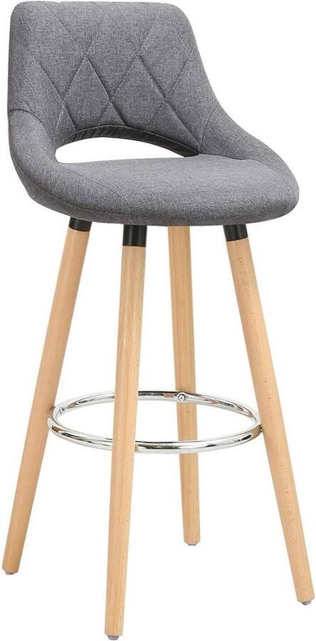 Bolt Edge Barkruk Industrial Design Donkergrijs Stoffen Barstoel met Rugleuning Set van 1 Keukenstoel