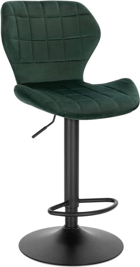 Barkruk Industrial Donkergroen Barkrukken set van 1 Barstoel Kruk Barstoelen met rugleuning Keukenstoel In hoogte verstelbaar Velvet