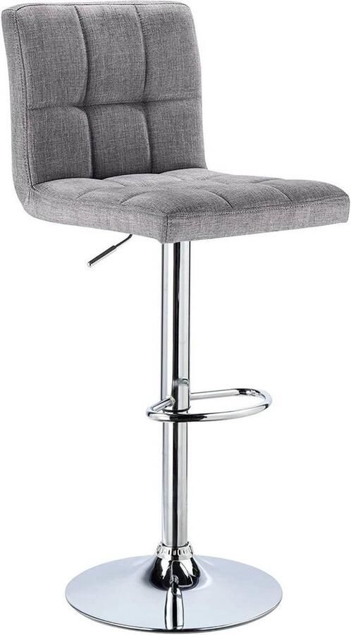 Bolt Edge Barkruk Industrial Lichtgrijs Set van 1 Barstoel met rugleuning Linnen Keukenstoel Verstelbare hoogte