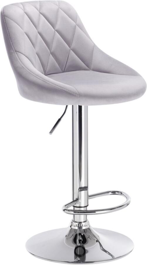 Bolt Edge Barkruk Industrial Lichtgrijs Velvet Met rugleuning In hoogte verstelbaar