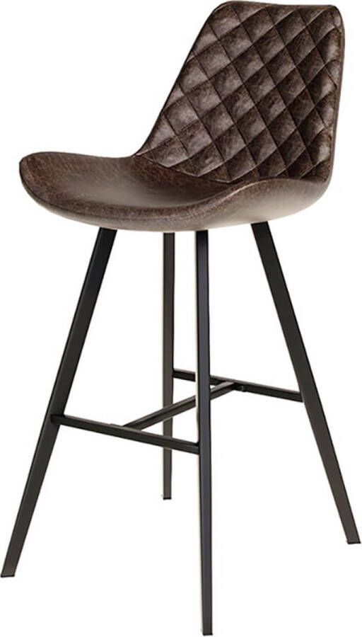 Barkruk Jonathan Donkerbruin Kunstleer Set van 2 Geschikt voor kookeiland Met rugleuning Zithoogte 65 cm Zitdiepte 40 cm