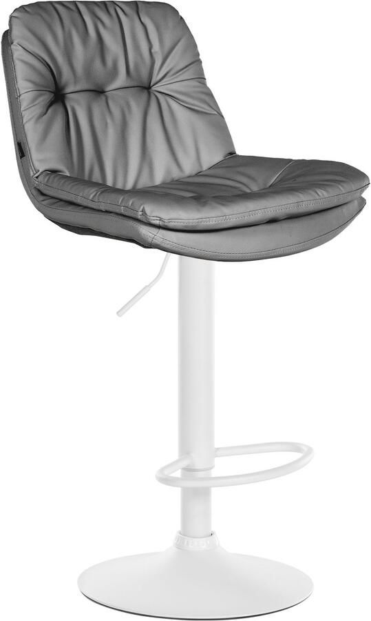 CLP Laurel Barkruk met rugleuning in hoogte verstelbaar met voetensteun kunstleer wit grijs