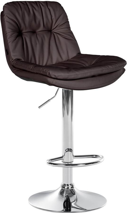 CLP Laurel Barkruk met rugleuning in hoogte verstelbaar met voetensteun kunstleer chroom bruin