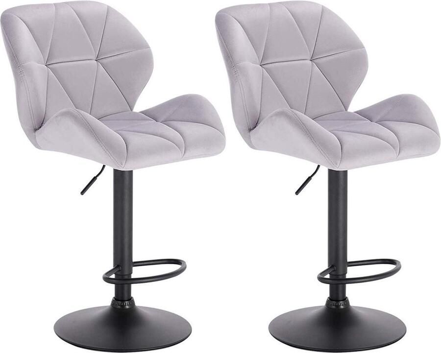 Bolt Edge Barkruk Lichtgrijs Velvet Ergonomisch Verstelbaar Set van 1