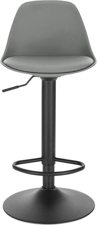 Bar Stool with Backrest – Adjustable Height & 360° Swivel – Kitchen Counter Chair with Footrest – Grey