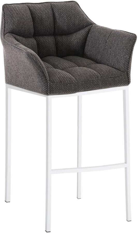 Barkruk met Stoffen Bekleding Barstoel Extra Comfort Zilverkleurig Roestvrijstalen Onderstel