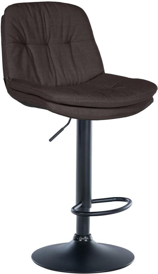 CLP Laurel Barkruk met rugleuning in hoogte verstelbaar met voetensteun stof zwart donkergrijs