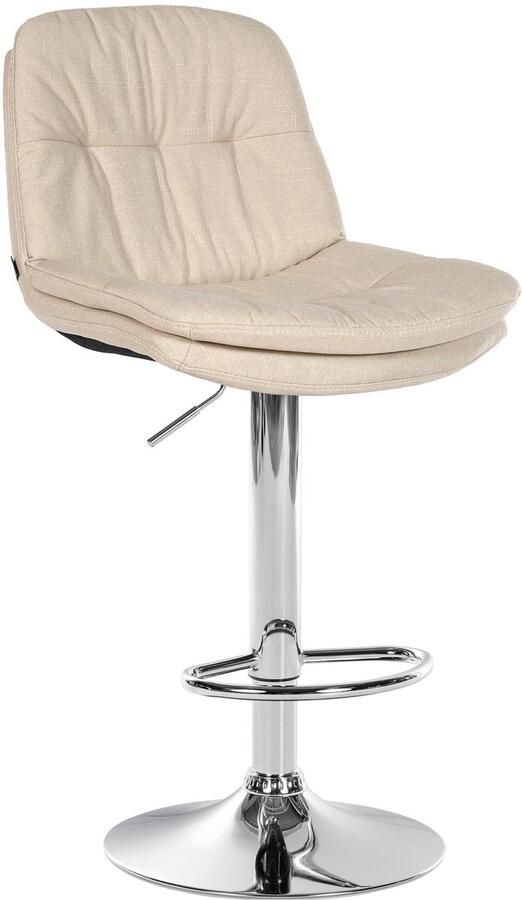 CLP Laurel Barkruk met rugleuning in hoogte verstelbaar met voetensteun stof chroom creme