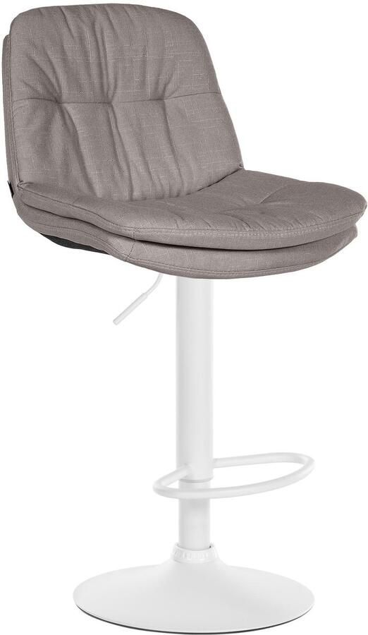 CLP Laurel Barkruk met rugleuning in hoogte verstelbaar met voetensteun stof wit grijs