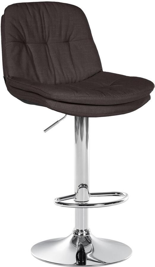 CLP Laurel Barkruk met rugleuning in hoogte verstelbaar met voetensteun stof chroom donkergrijs