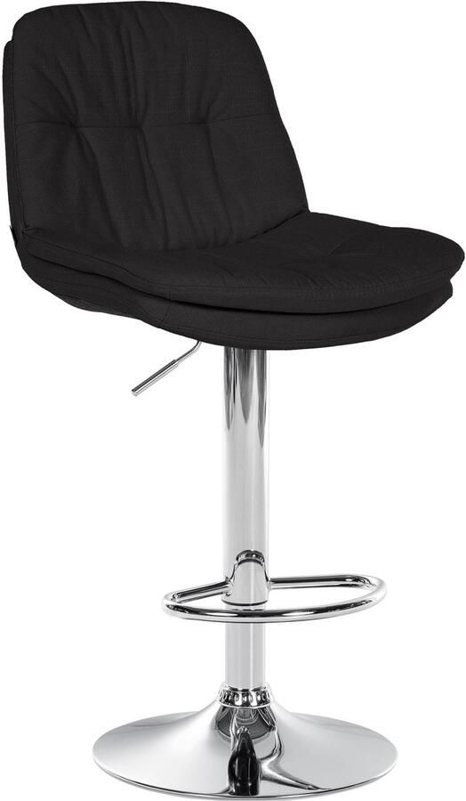 CLP Laurel Barkruk met rugleuning in hoogte verstelbaar met voetensteun stof chroom zwart