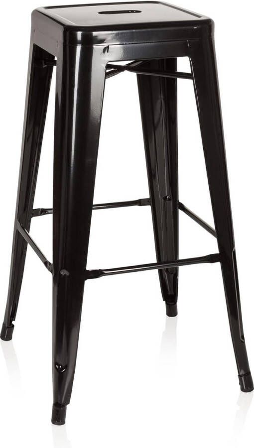 Barkruk metaal zwart retro kruk in industrieel design stapelbaar