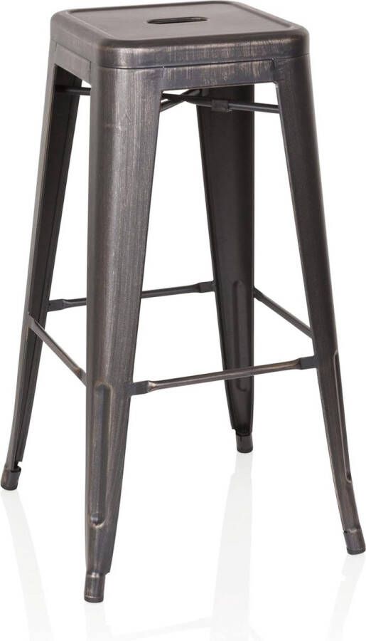 Barkruk metaal zwart goud retro kruk in industrieel design stapelbaar