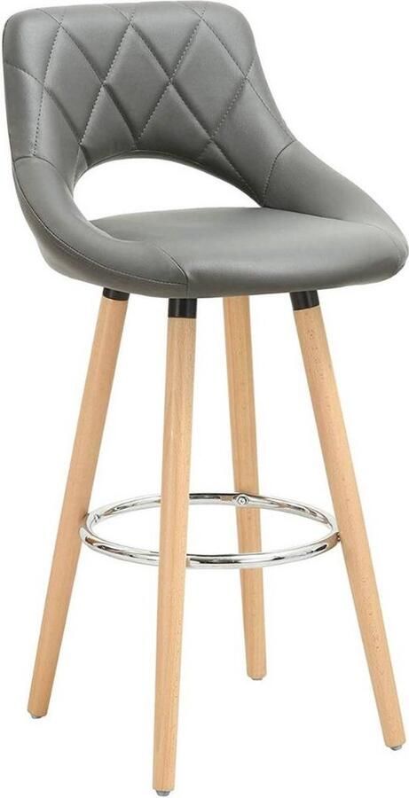 Barkruk Modern Hilton Industrial Grijs Barkrukken set van 1 Barstoel Kruk Barstoelen met rugleuning Keukenstoel Kunstleer