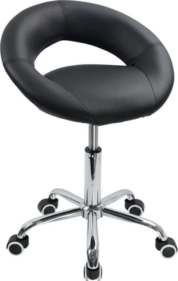 Barkruk Rolstoel met lage rugleuning Hoogte verstelbaar moderne stoel gemaakt van PU-leer zwart