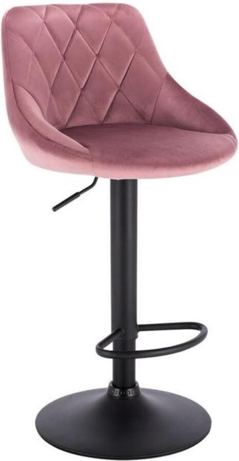 Bolt Edge Barkruk Roze Velvet Ergonomisch Verstelbaar Rugleuning Zithoogte 60-82cm