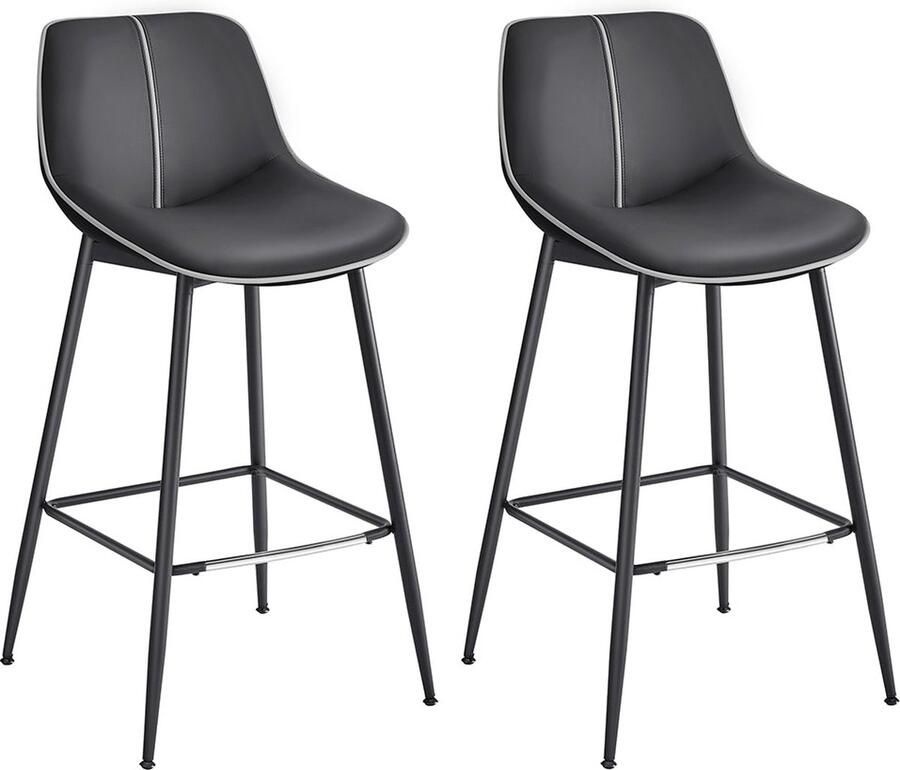 Barkruk Set 2 Tegenkruk Hoge stoel Comfortabele zit 49 5 cm x 50 cm x 98 5 cm Inktzwart