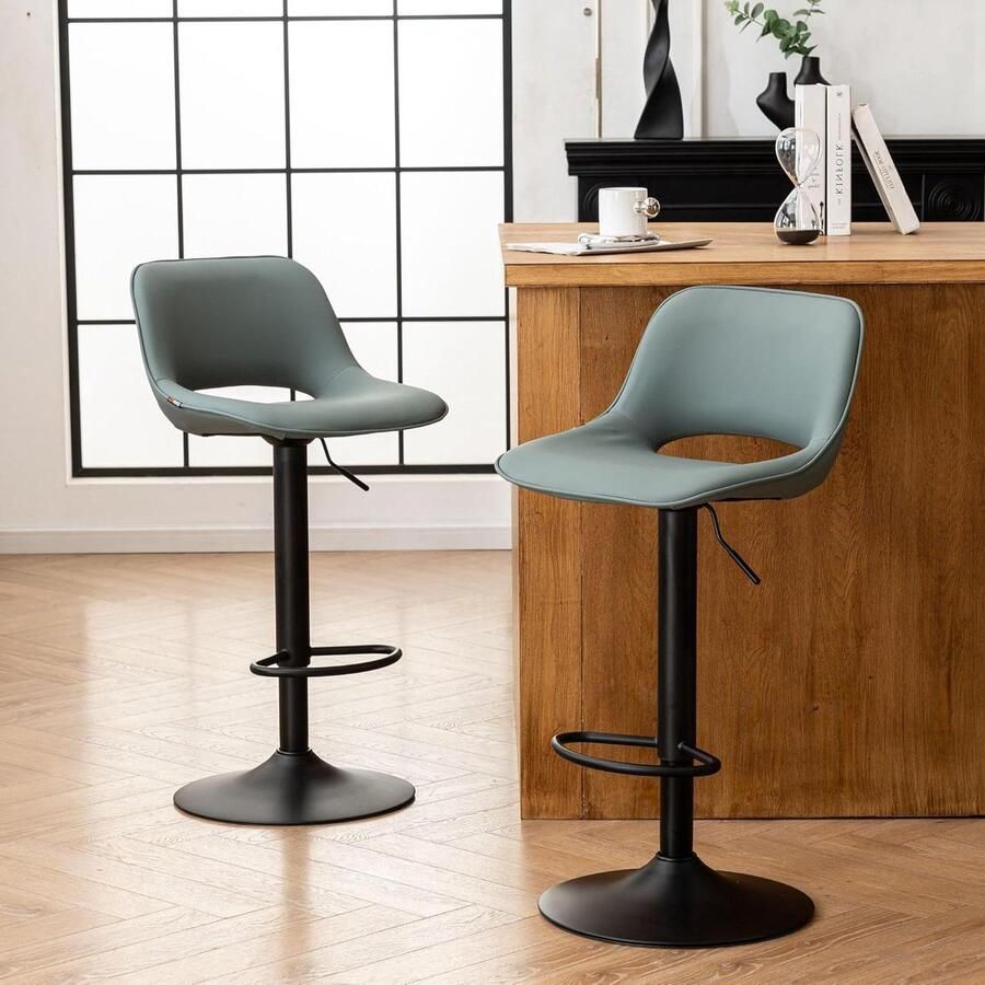 Barkruk set van 2 hoogte verstelbaar grijsgroen