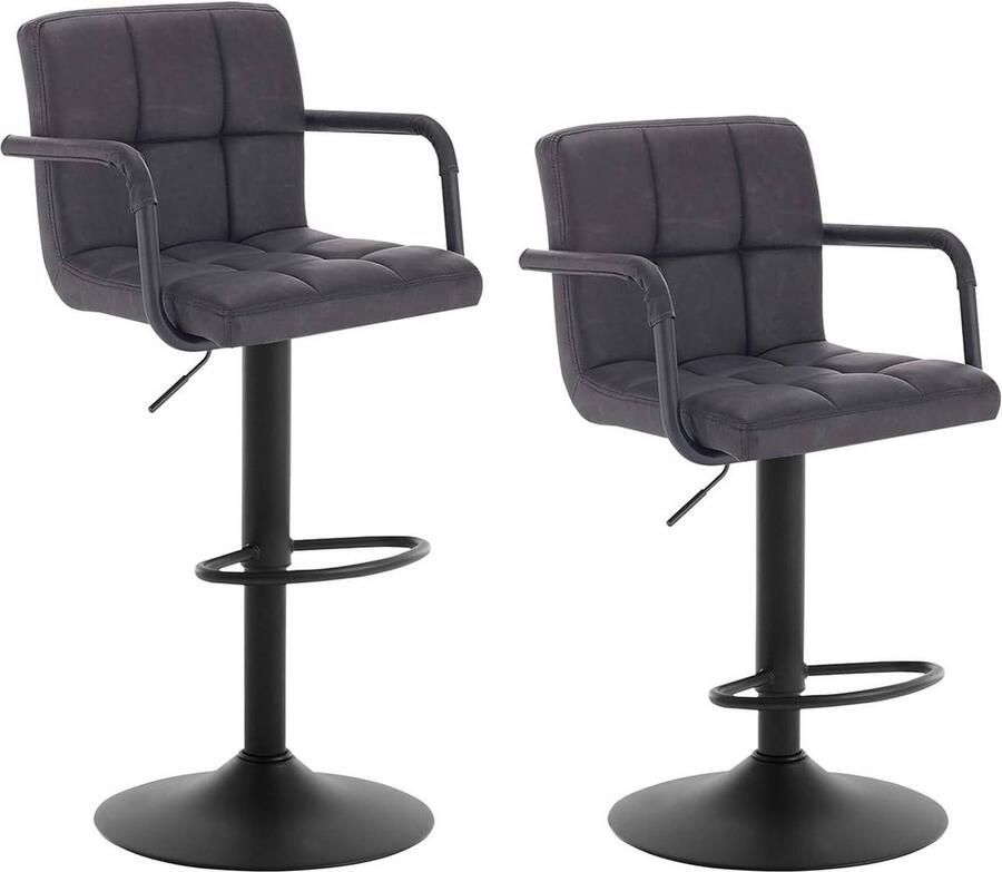 Rootz Living Rootz Barkruk Tegenkruk Verstelbare barstoel Duurzaam kunstleer Ergonomisch met rugleuning en voetsteun Modern design 51 cm x 37 cm x 90-112 cm