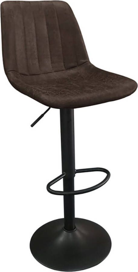 Barkruk Ufuk Donkerbruin Kunstleer Set van 2 Geschikt voor kookeiland Draaibaar Met rugleuning In hoogte verstelbaar Zithoogte 59 80 cm Zitdiepte 36 cm