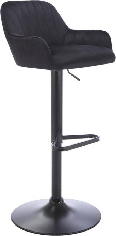 Vente-unique Barkruk van velours en metaal Verstelbare hoogte Zwart ELEANA L 47 cm x H 106 cm x D 49 cm - Foto 2