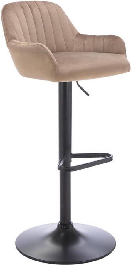 Vente-unique Barkruk van velours en zwart metaal Verstelbare hoogte Beige ELEANA L 47 cm x H 106 cm x D 49 cm - Foto 2