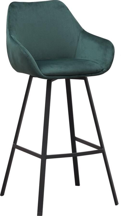 Bolt Edge Barkruk Velvet Donkergroen Met rug- en armleuning Voetsteun Set van 1