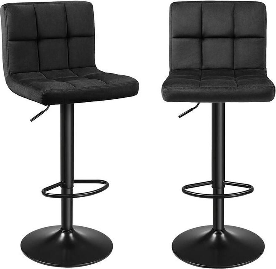 Rootz Living Rootz Barkruk Verstelbare Barkruk Draaibare Barkruk Moderne Barkruk Industriële Barkruk Gestoffeerde Barkruk Fluweel Metaal Foam Zwart 38 x 44 5 x (95-115) cm (L x B x H)