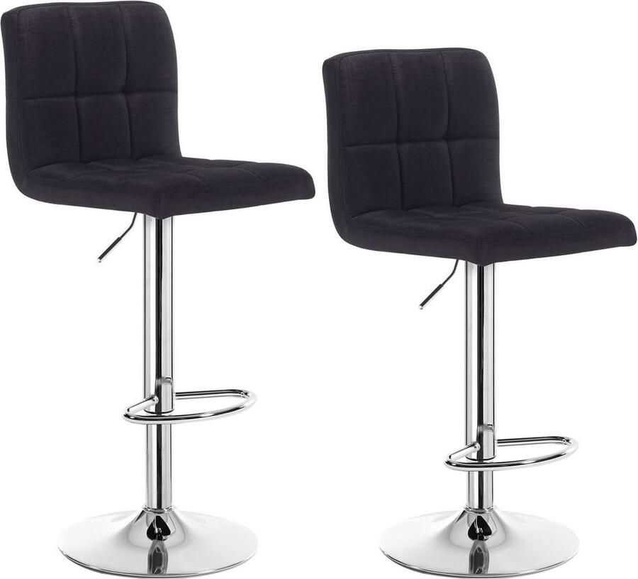 Rootz Living Rootz Barkruk Verstelbare Barstoel Ergonomische Tegenkruk Duurzame Linnen Zitting Metalen Frame Vloerbescherming 92cm-114cm x 44cm x 38cm