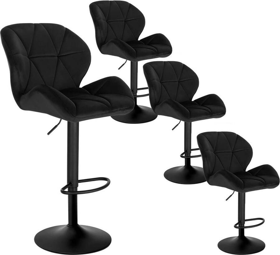 Rootz Living Rootz Barkruk Verstelbare barstoel Ergonomische tegenkruk Fluweelcomfort 360° draaibaar in hoogte verstelbaar 50 cm x 40 cm x 94-116 cm