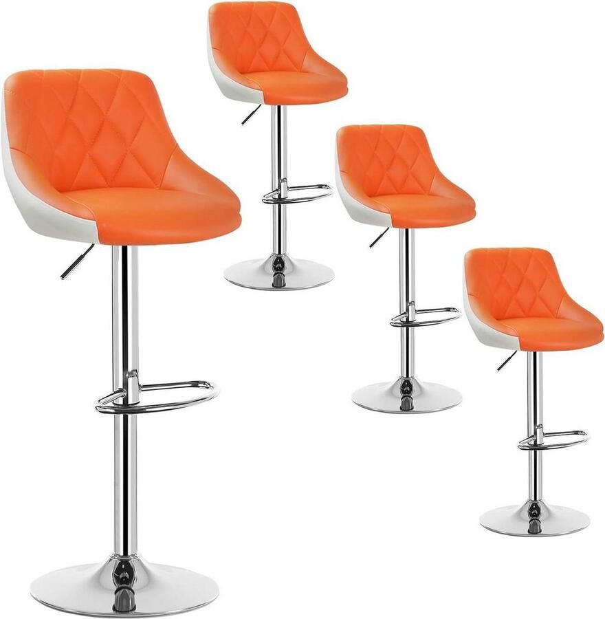 Rootz Living Rootz Barkruk Verstelbare tegenstoel Draaibare barkruk Comfortabel veelzijdig duurzaam Verchroomd staal en kunstleer 38 cm x 35 cm hoogte 84 cm 106 cm verstelbaar