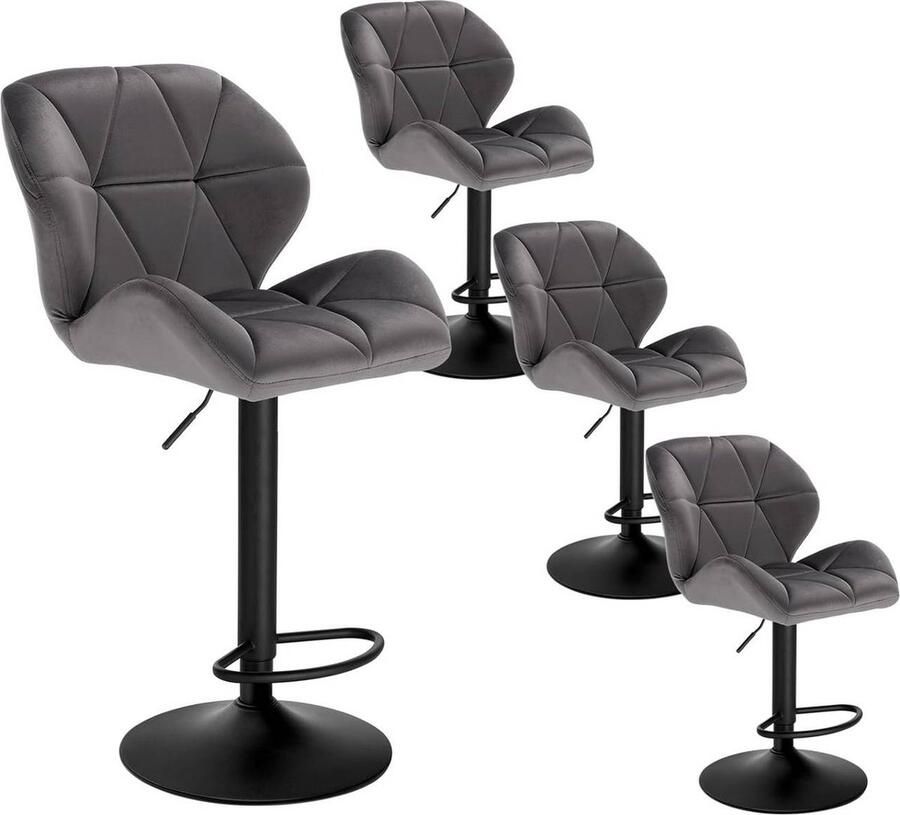 Rootz Living Rootz Barkruk Verstelbare Tegenstoel Draaibare Barkruk Ergonomisch Ontwerp Duurzaam Fluweel Stijlvol Metalen Frame 94cm-116cm x 50cm x 40cm