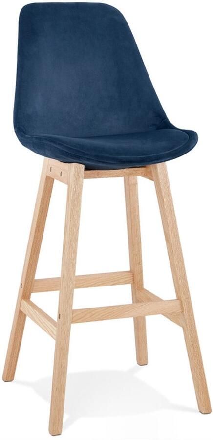 Barkruk Vintage Stoel Ongeëvenaard Comfort Diepblauw Fluwelen Zitting en Hoge Rugleuning