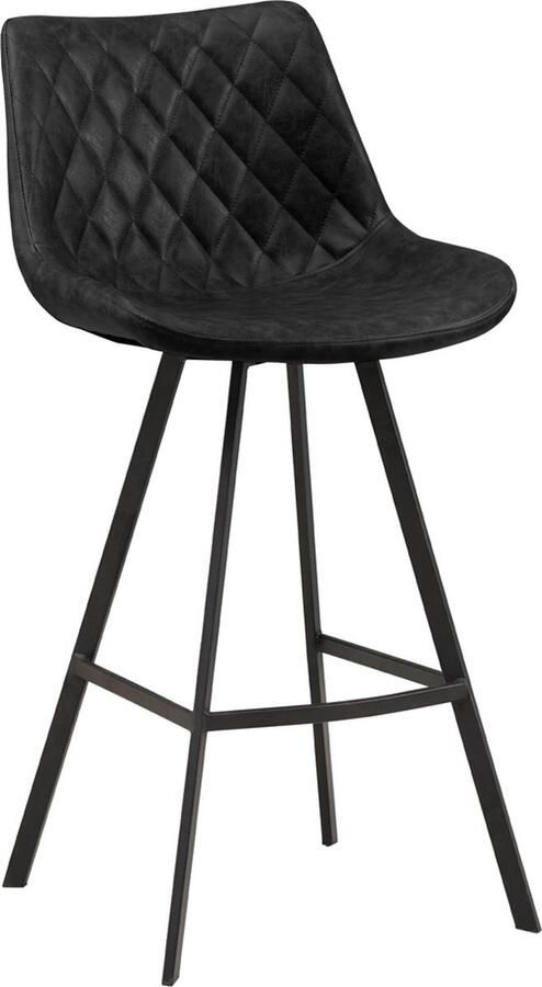 Bolt Edge Barkruk Zwart Rugleuning en Voetsteun Keuken en Bar Imitatieleer Set van 1