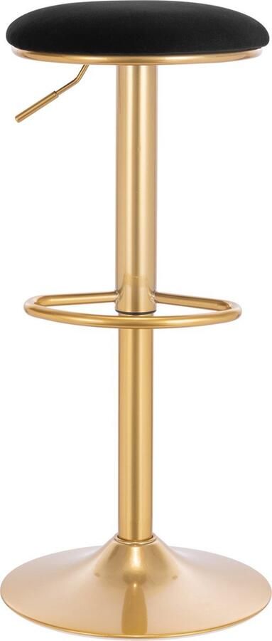 Bolt Edge Barkruk Zwart goud Velvet Verstelbaar Zonder rugleuning 38x(61-82)cm