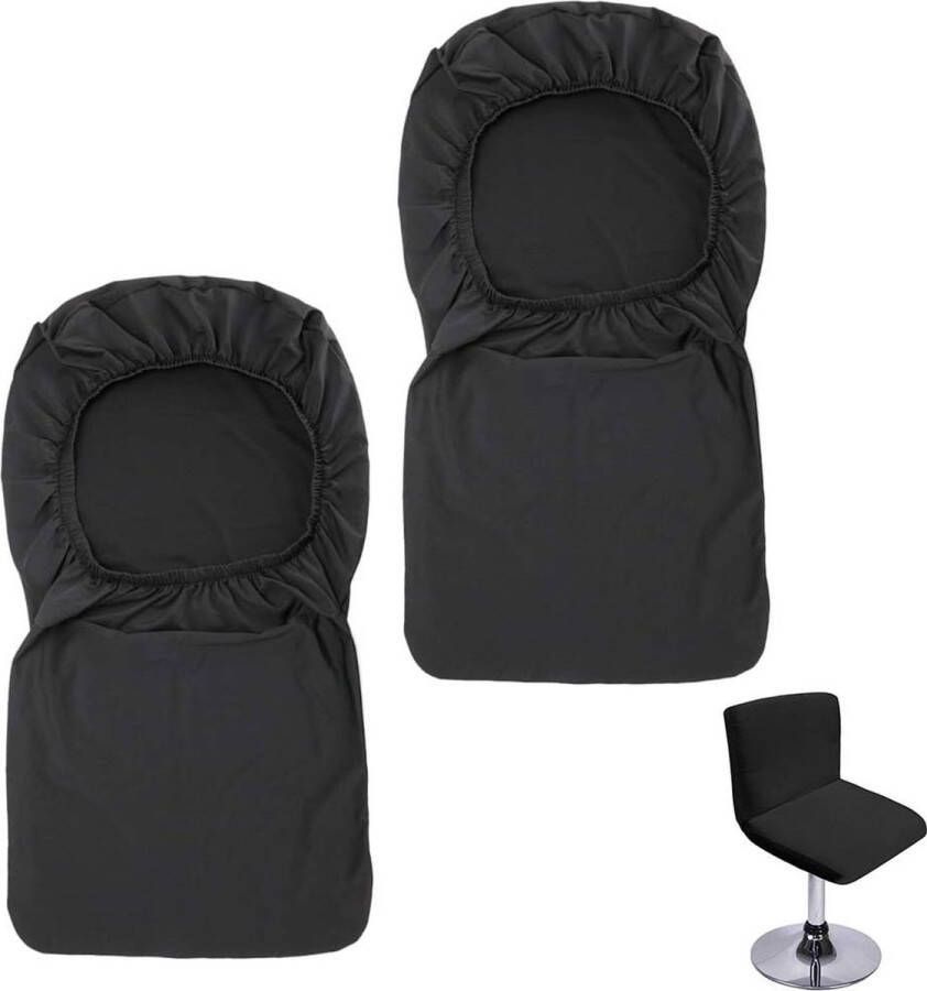 Barkrukhoezen met rugleuning 2 stuks stretch-stoelhoes voor korte draaistoel eetkamerstoel barkruk met rugleuning (zonder stoelen) zwart