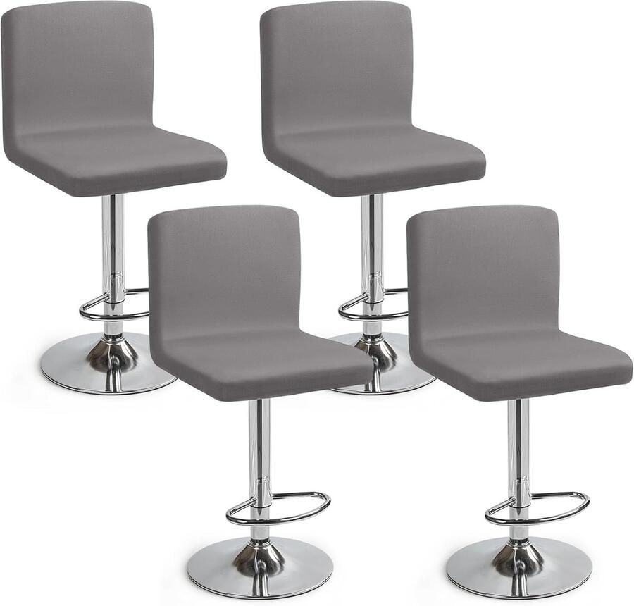 Barkrukhoezen Set van 4 Stretch Hoezen voor Barkrukken Grijs Wasbaar