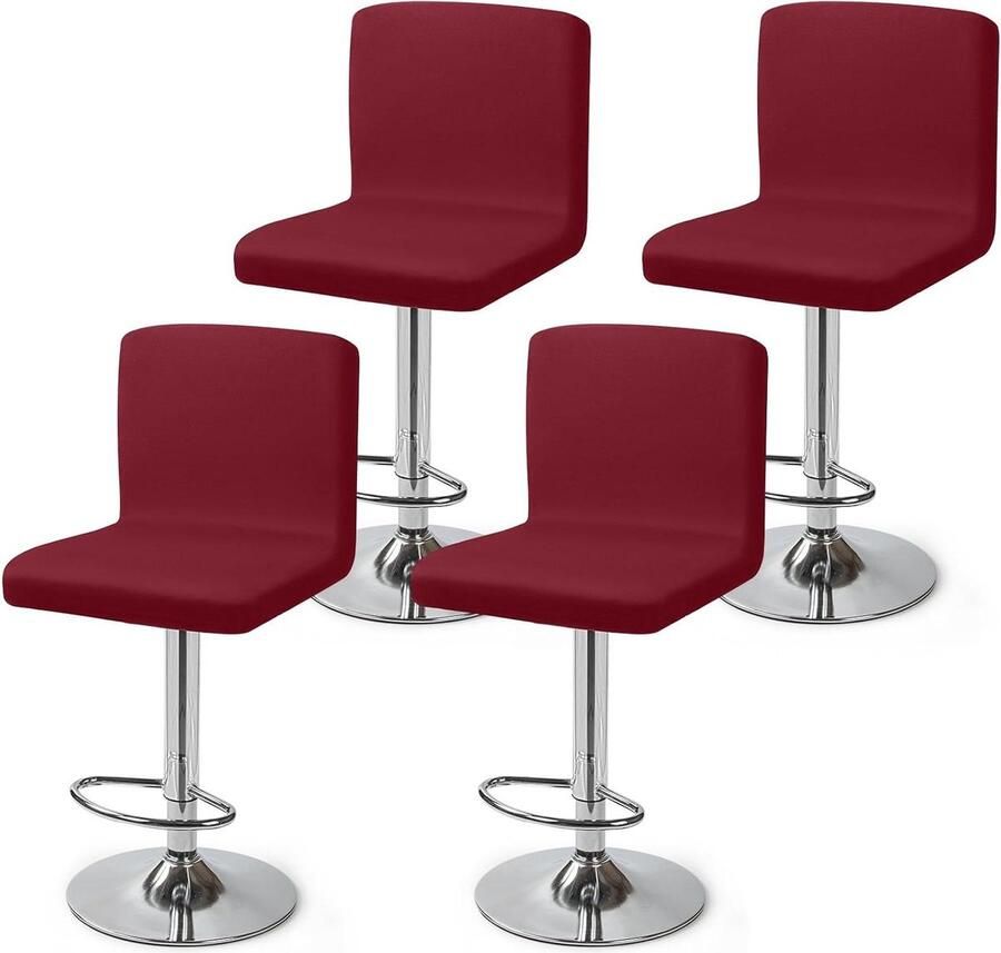 Barkrukhoezen Set van 4 Stretch Stoelhoes voor Barkrukken Rood Verwijderbare en Wasbare Stoelhoezen Keuken Ontbijtbalie Café