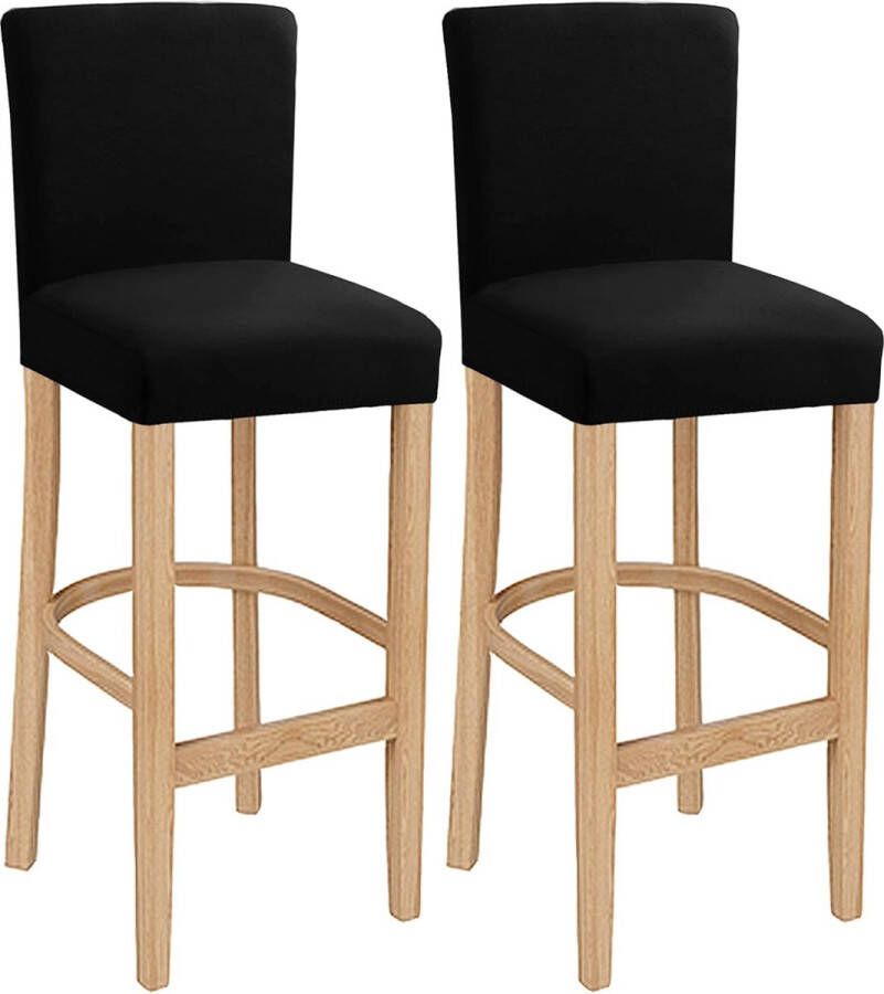 Barkrukhoezen Stretch Wasbaar Uitschuifbaar Afneembaar Korte draaistoel Eetkamerstoel Barkrukstoel (zwart 2 stuks)